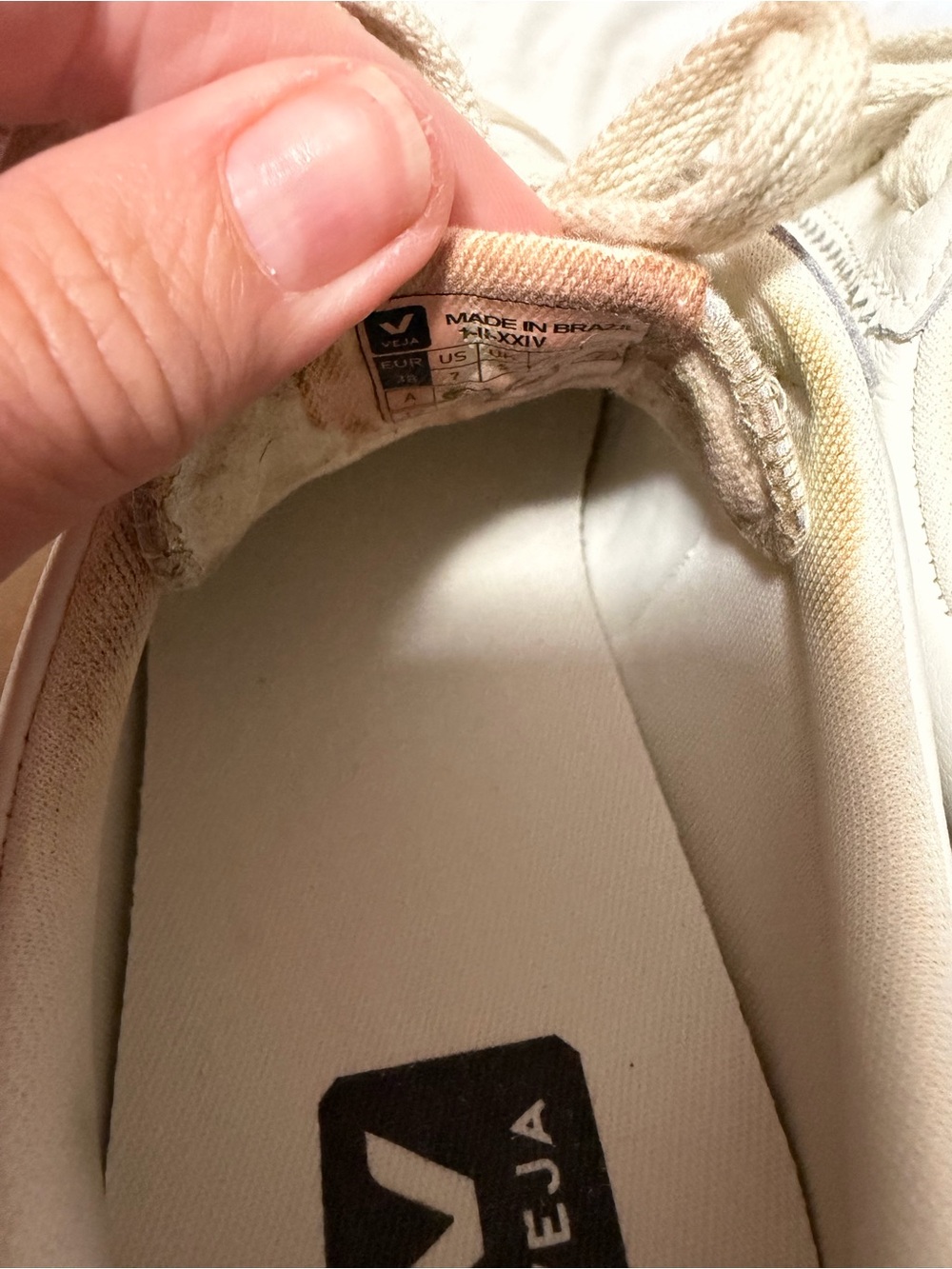 Veja Volley Leather Sneakers Tennis Shoes - White, Tent & Bark Women’s 7 - Picture 6 of 8